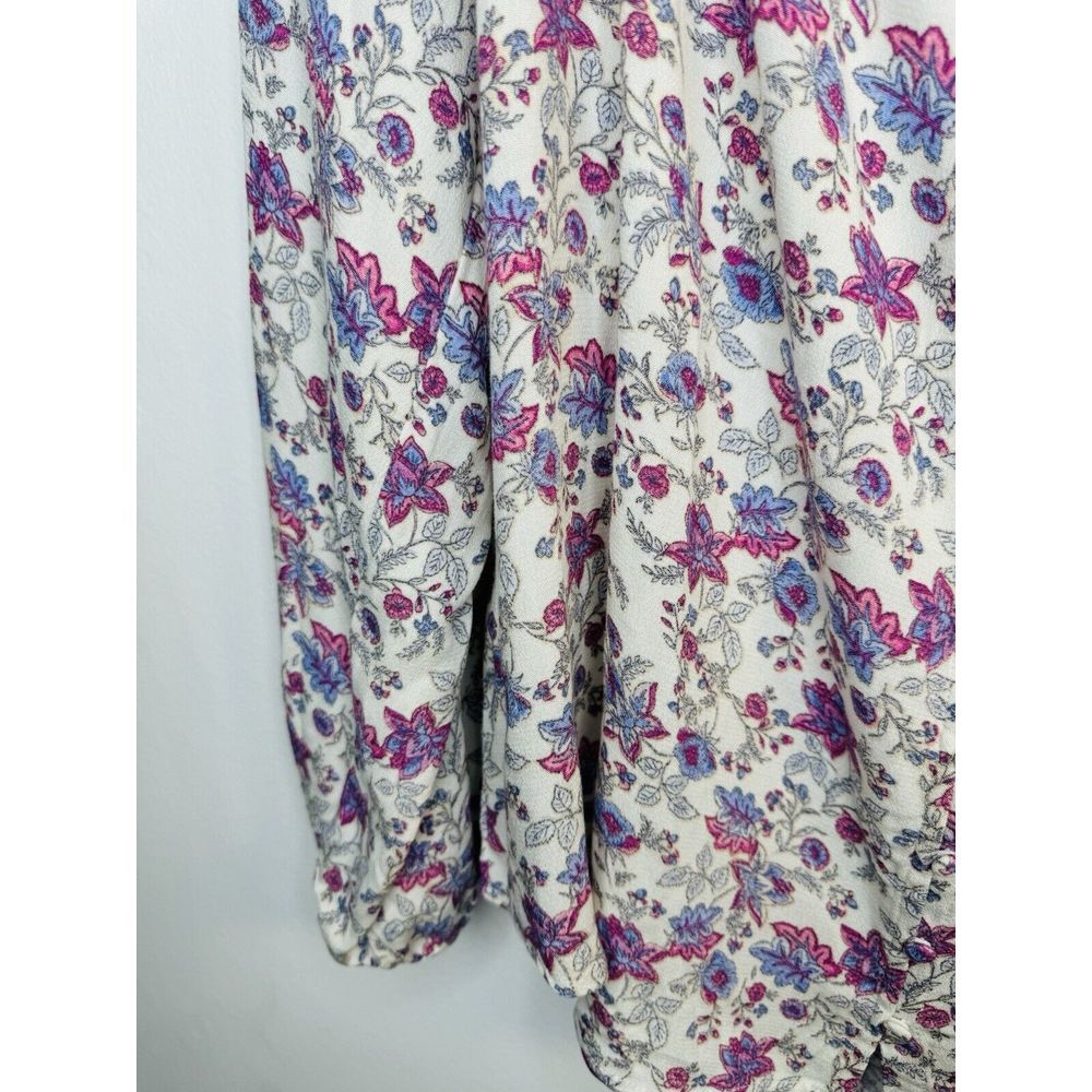 Z Supply Top Blouse Floral Roll Tab‎ Sleeve Relaxed Bohemian Size XL - Picture 5 of 6
